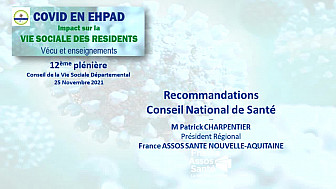 Plénière CVS Départemental DORODGNE - 25 Novembre 2021- Recommandations  Conseil National de Santé
